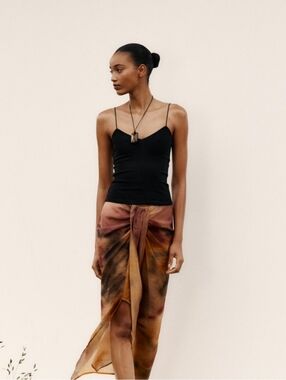 Zara Tie-Front Ombre Maxi Skirt in Rust and Brown Hues